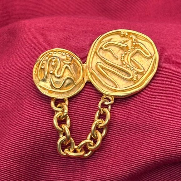 VTG Norma Jean Abstract Modernist Matte Gold-Tone Brooch - Picture 9 of 9